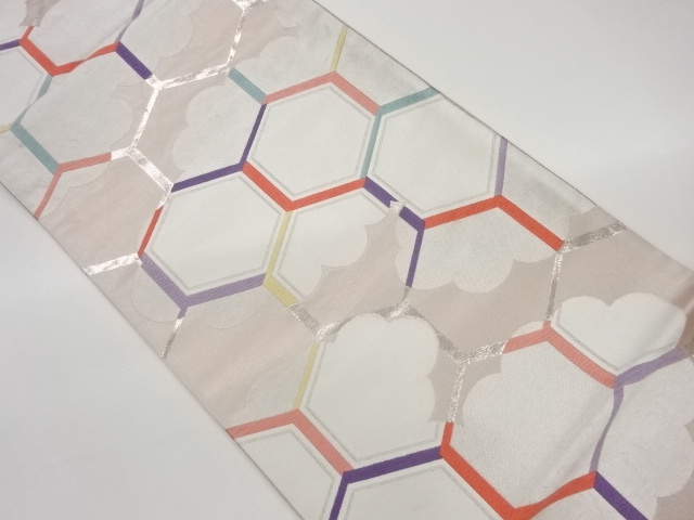 亀甲に雲模様織出し袋帯